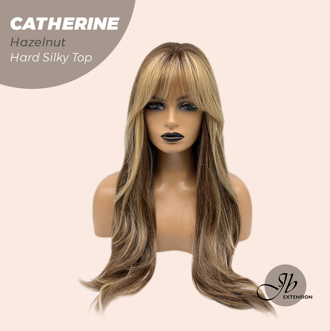 JBEXTENSION 25 Inches Scalpiana Hazelnut 3.5X4 Hard Silky Top Natural Scalp Effect Wig With Bangs CATHERINE HAZELNUT Alexwigs