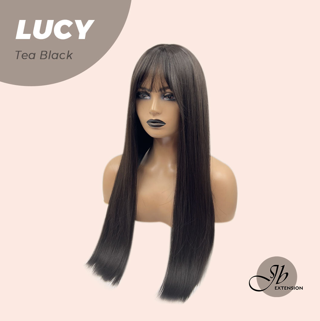 JBEXTENSION 24 Inches Tea Black Darkest Brown Wig With Bangs LUCY TEA BLACK Alexwigs