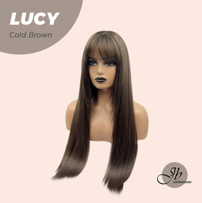 JBEXTENSION 24 Inches Cold Brown Wig With Bangs LUCY COLD BROWN Alexwigs