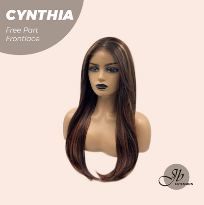 JBEXTENSION 25 Inches Auburn Highlight Pre-Cut Free Part Frontlace Glueless Wig CYNTHIA Alexwigs