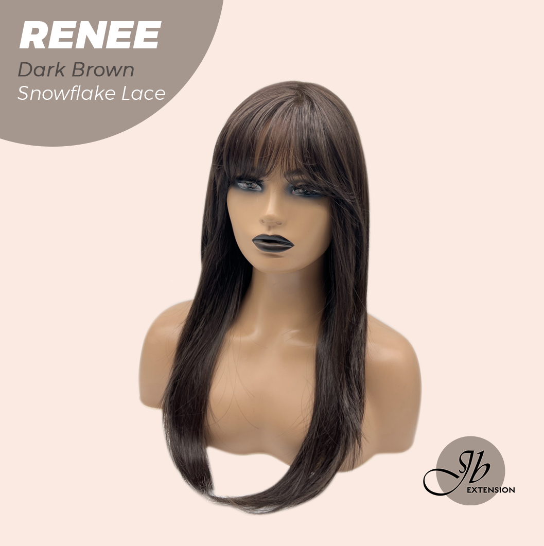 JBEXTENSION 21 Inches Dark Brown Pre-Cut T Part Snowflake Lace Frontlace Glueless Wig RENEE DARK BROWN【BENDY EAR TABS】 Alexwigs