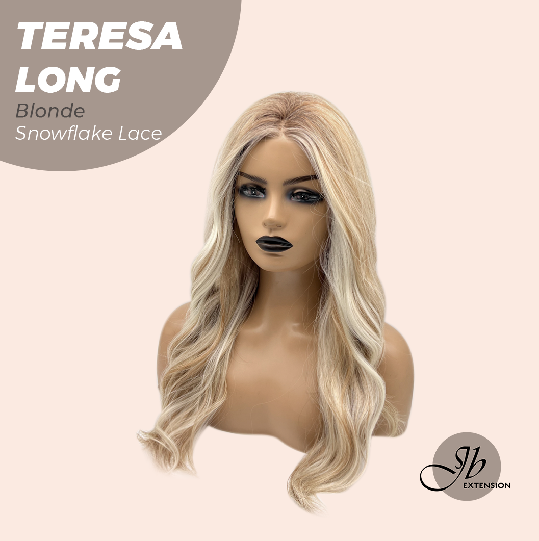JBEXTENSION 22 Inches Long Blonde Pre-Cut Snowflake Lace Frontlace Glueless Wig TERESA LONG BLONDE【PERMATEASE】【BENDY EAR TABS】- M/L Alexwigs