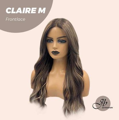 JBEXTENSION 22 Inches Body Wave Brown With Highlight Pre-Cut Frontlace Glueless Wig CLAIRE LACE M Alexwigs
