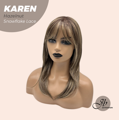 [PRE-ORDER] JBEXTENSION 18 Inches Hazelnut Pre-Cut T Part Snowflake Lace Frontlace Glueless Wig KAREN HAZELNUT【BENDY EAR TABS】 Alexwigs