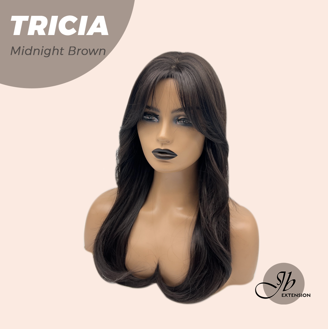 JBEXTENSION 23 Inches Curly Midnight Brown( Black/Brown) Wig TRICIA MIDNIGHT BROWN Alexwigs
