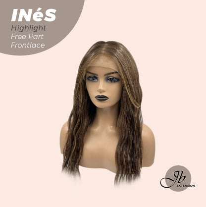 JBEXTENSION 22 Inches Brown With Highlight Body Wave Pre-Cut Free Part Frontlae Glueless Wig INéS HIGHLIGHT Alexwigs