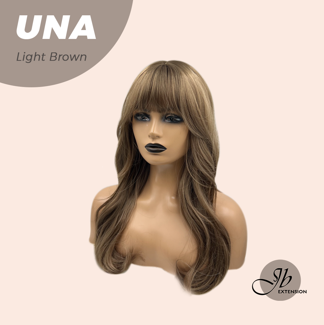 JBEXTENSION 22 Inches Light Brown Wave With Bangs Wig UNA LIGHT BROWN Alexwigs