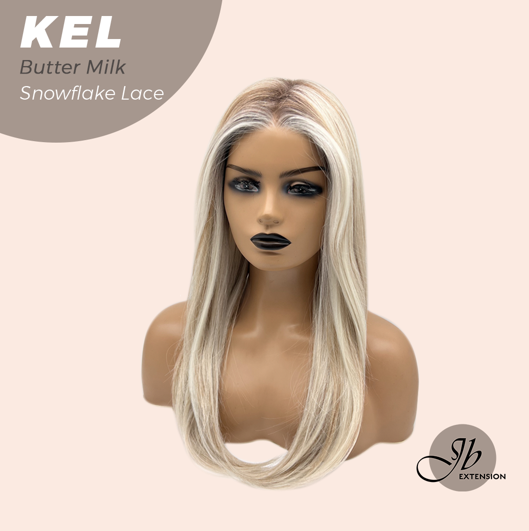 JBEXTENSION 22 Inches Butter Milk Pre-Cut Snowflake Lace Frontlace Glueless Wig KEL BUTTER MILK【PERMATEASE】【BENDY EAR TABS】- M/L Alexwigs