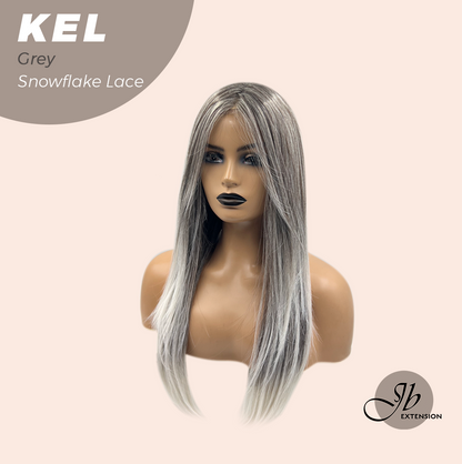 JBEXTENSION 22 Inches Grey Pre-Cut Snowflake Lace Frontlace Glueless Wig KEL GREY【PERMATEASE】【BENDY EAR TABS】 Alexwigs