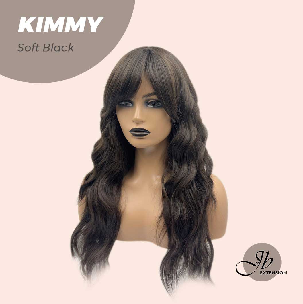 JBEXTENSION 24 Inches Soft Black Body Wave With Bangs Wig KIMMY SOFT BLACK Alexwigs