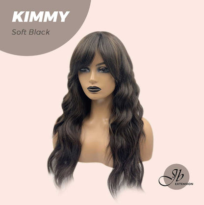 JBEXTENSION 24 Inches Soft Black Body Wave With Bangs Wig KIMMY SOFT BLACK Alexwigs