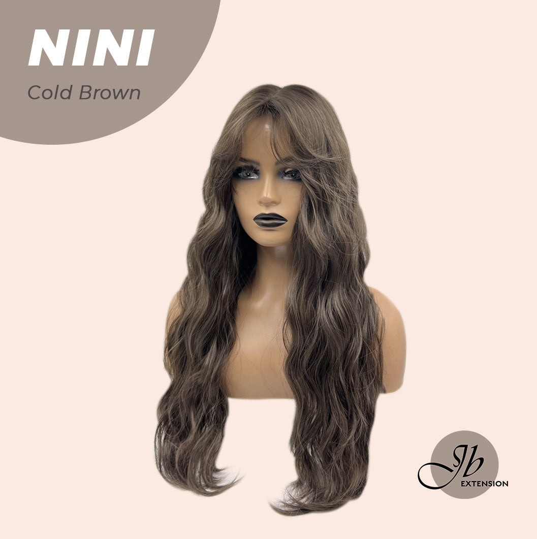 JBEXTENSION 24 Inches Cold Brown Body Wave Wig With Cute Bangs NINI Alexwigs