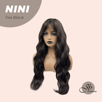 JBEXTENSION 24 Inches Tea Black Darkest Brown Body Wave Wig With Cute Bangs NINI TEA BLACK Alexwigs