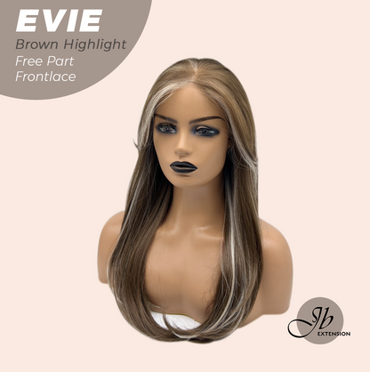 JBEXTENSION 22 Inches Brown with Blonde Highlight Pre-Cut Free Part Frontlace Glueless Wig EVIE BROWN HIGHLIGHT Alexwigs