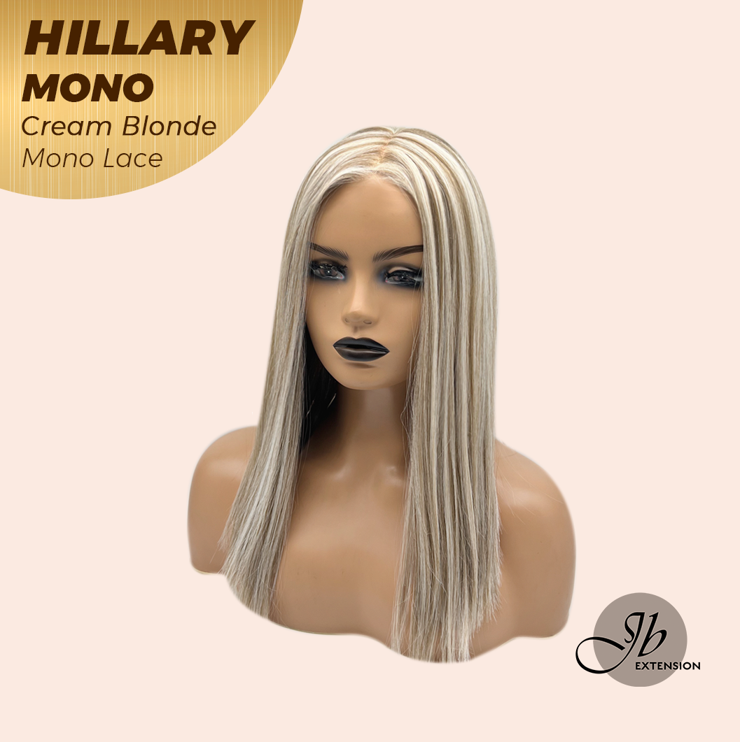 [PRE-ORDER] JBEXTENSION HILLARY MONO CREAM BLONDE Monofilament Handmade Wig 6X5 Full Monofilament Hand Tied Top Wig 16 Inches Cream Blonde Straight Mono Lace Wig With Anti-slip Silicone Strips Glueless Wig HILLARY MONO CREAM BLONDE【BENDY EAR TABS】