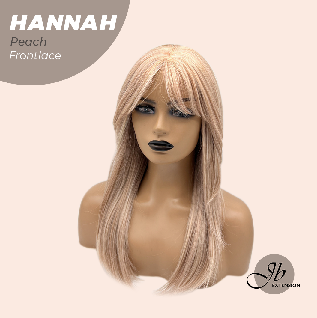 JBEXTENSION 20 Inches Peach Pre-Cut Frontlace Glueless Wig with Bangs HANNAH PEACH Alexwigs