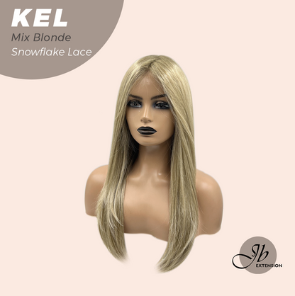 JBEXTENSION 22 Inches Mix Blonde Pre-Cut Snowflake Lace Frontlace Glueless Wig KEL MIX BLONDE【PERMATEASE】【BENDY EAR TABS】- M/L Alexwigs