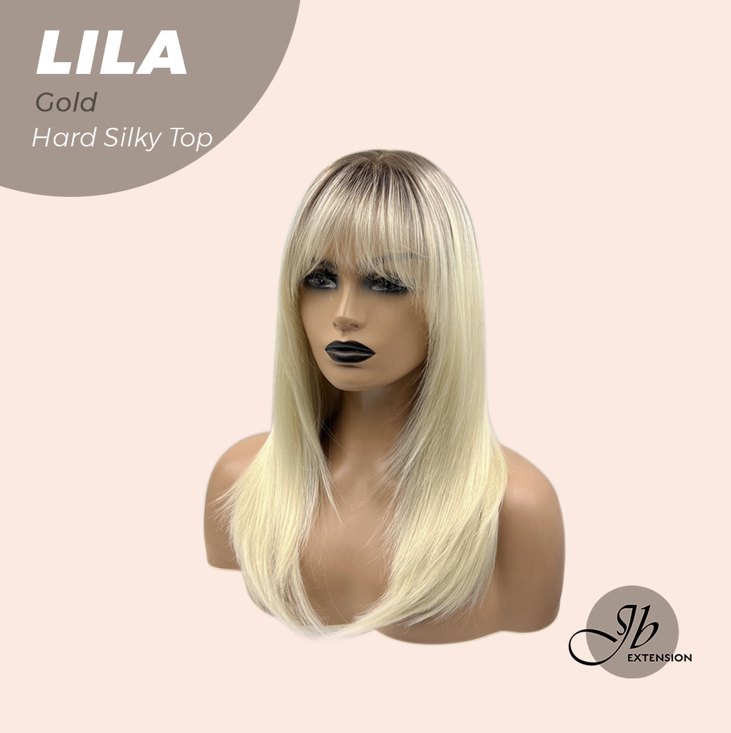 JBEXTENSION 20 Inches Scalpiana Blonde Wolf Cut 3.5X4 Hard Silky Top Natural Scalp Effect Wig With Bangs LILA GOLD Alexwigs