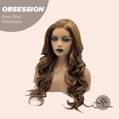 JBEXTENSION 24 Inches Brown With Highlight Wave 13X6 Pre-Cut Free Part Frontlace Glueless Wig OBSESSION Alexwigs