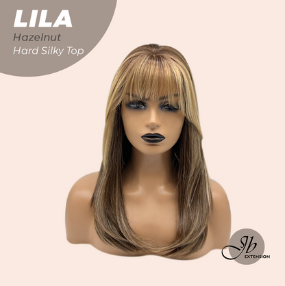 JBEXTENSION 20 Inches Scalpiana Hazelnut Wolf Cut 3.5X4 Hard Silky Top Natural Scalp Effect Wig With Bangs LILA HAZELNUT Alexwigs