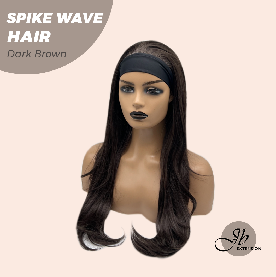 JBEXTENSION 24 Inches Long Curly Hair Dark Brown Headband Wig SPIKE WAVE HAIR - DARK BROWN Alexwigs