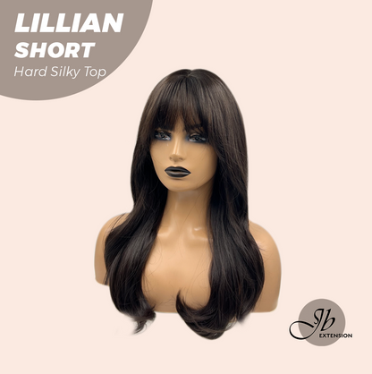 JBEXTENSION 22 Inches Scalpiana Tea Black Darkest Brown Curly 3.5X4 Hard Silky Top Natural Scalp Effect Wig LILLIAN SILKY TOP SHORT Alexwigs