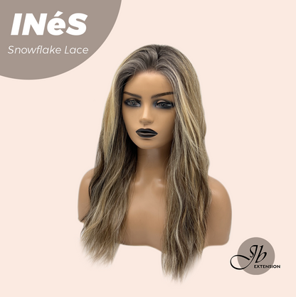 JBEXTENSION 22 Inches Mix Blonde Pre-Cut Snowflake Lace Frontlace Glueless Wig INéS SNOWFLAKE【PERMATEASE】【BENDY EAR TABS】- S/M Alexwigs