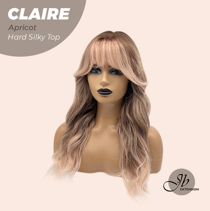 JBEXTENSION 22 Inches Scalpiana Apricot 3.5X4 Hard Silky Top Natural Scalp Effect Women Wig With Bangs CLAIRE SILKY TOP APRICOT Alexwigs
