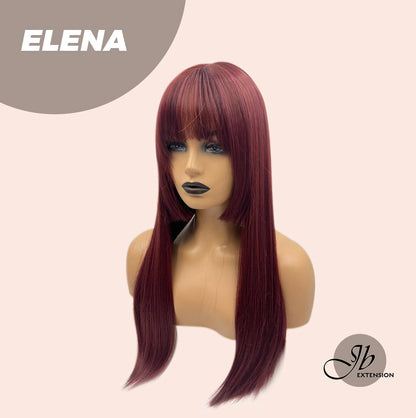 JBEXTENSION 22 Inches Straight Red Hime Cut Wig With Bangs ELENA Alexwigs