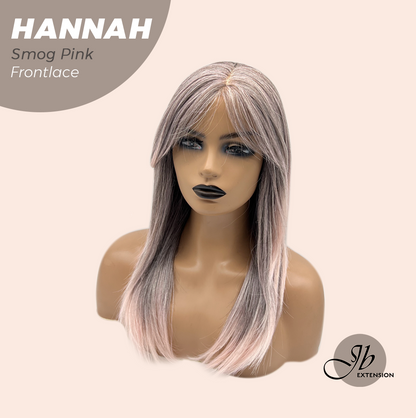 JBEXTENSION 20 Inches Smog Pink Pre-Cut Frontlace Glueless Wig with Bangs HANNAH SMOG PINK Alexwigs