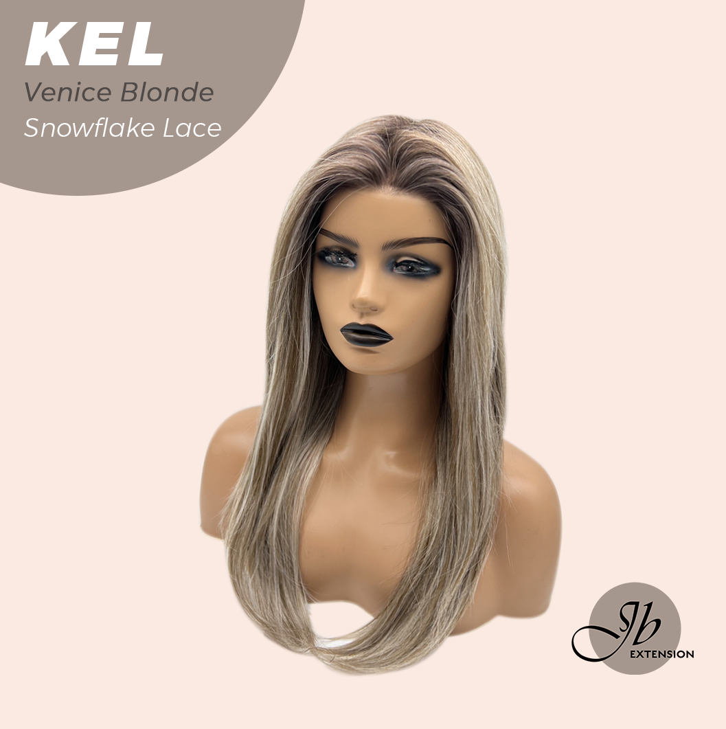 JBEXTENSION 22 Inches Venice Blonde Pre-Cut Snowflake Lace Frontlace Glueless Wig KEL VENICE BLONDE【PERMATEASE】【BENDY EAR TABS】- M/L Alexwigs