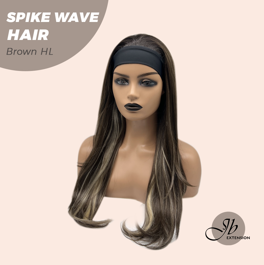 JBEXTENSION 24 Inches Long Curly Hair Brown Highlight Headband Wig SPIKE WAVE HAIR - BROWN HIGHLIGHT Alexwigs