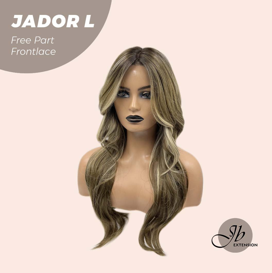 JBEXTENSION 24 Inches Blonde Highlight Curly Lace Front Wig.Pre Plucked 13*4 HD Transparent Lace Frontal Handmade Futura Fiber Swiss Lace Synthetic Fiber Pre-Cut Lace Glueless Wig JADOR L Alexwigs