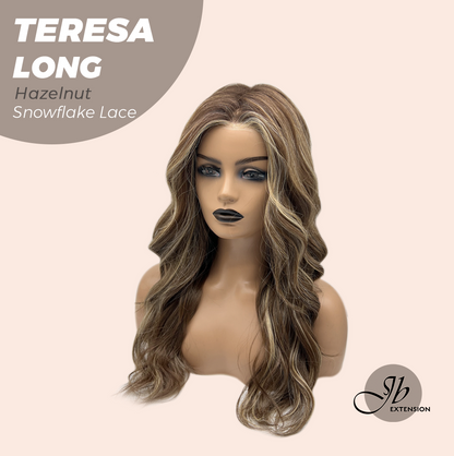 JBEXTENSION 22 Inches Long Hazelnut Pre-Cut Snowflake Lace Frontlace Glueless Wig TERESA LONG HAZELNUT【PERMATEASE】【BENDY EAR TABS】- M/L Alexwigs