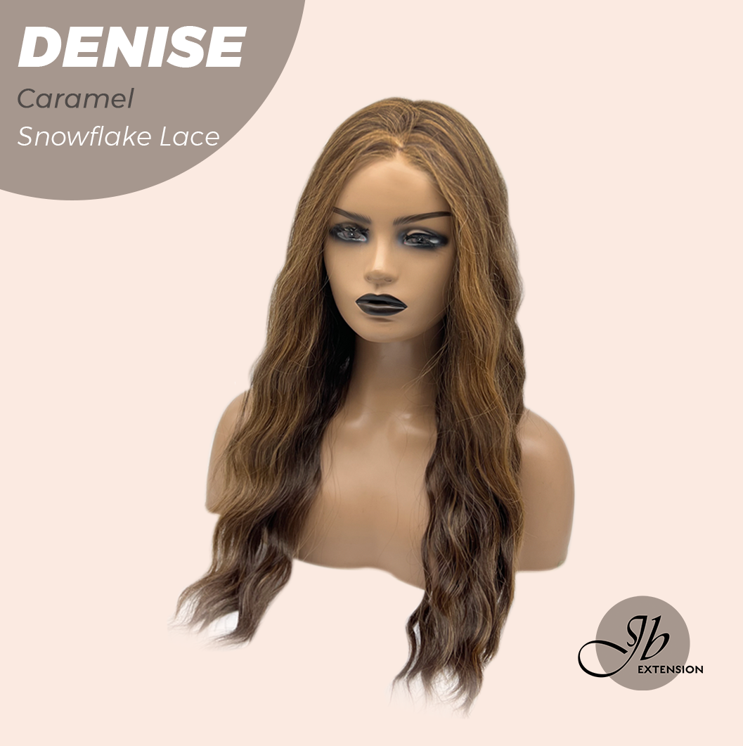 JBEXTENSION 24 Inches Caramel Wave Pre-Cut Snowflake Lace Frontlace Glueless Wig DENISE CARAMEL【PERMATEASE】【BENDY EAR TABS】- M/L Alexwigs