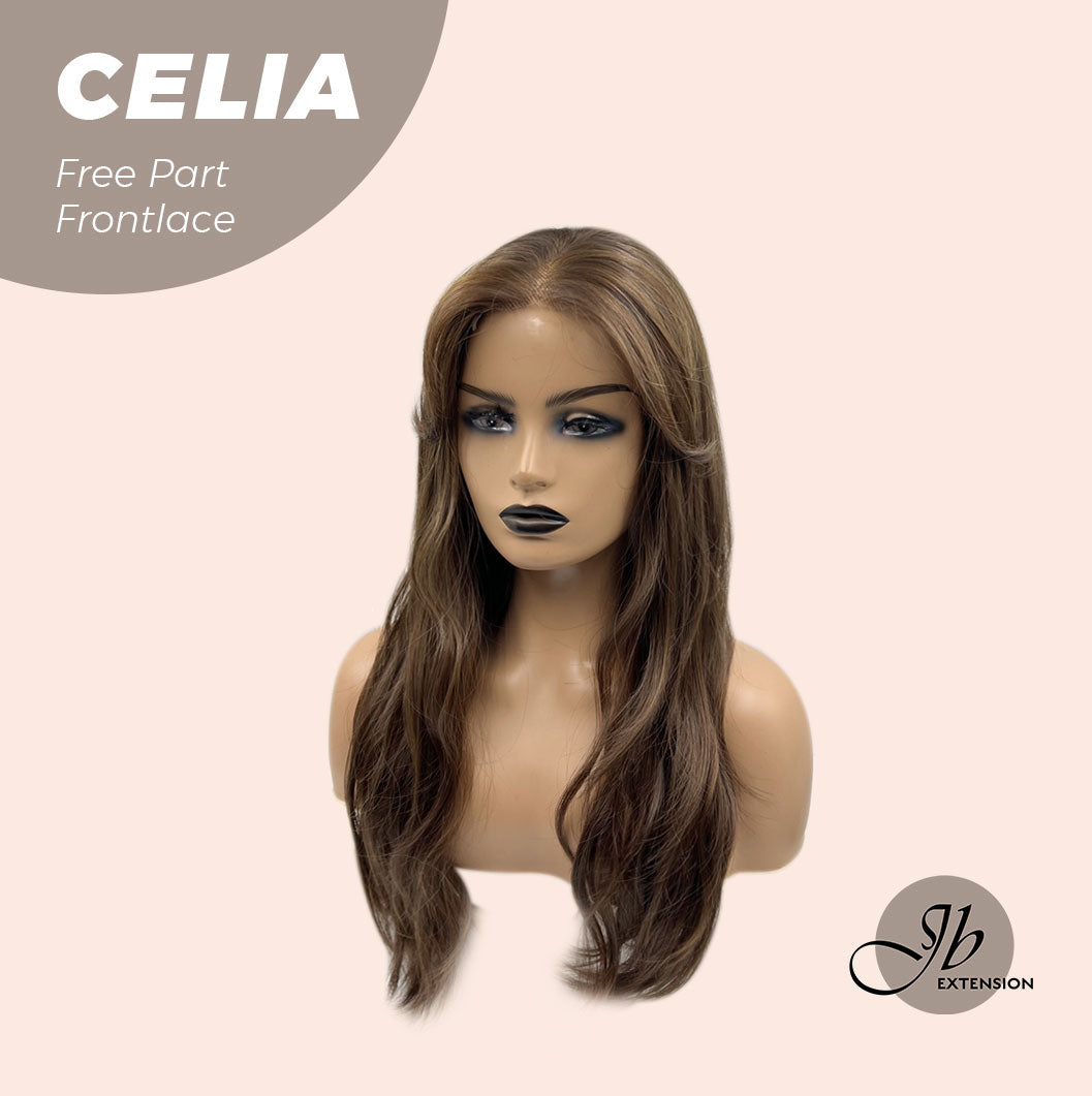 JBEXTENSION 22 Inches Mix Brown Curly Pre-Cut Frontace Wave Glueless Wig CELIA Alexwigs