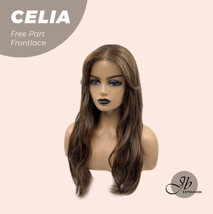 JBEXTENSION 22 Inches Mix Brown Curly Pre-Cut Frontace Wave Glueless Wig CELIA Alexwigs