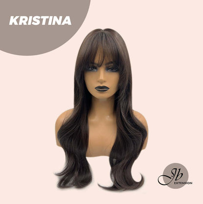 JBEXTENSION 25 Inches Soft Black Curly Wig With Full Bangs KRISTINA Alexwigs
