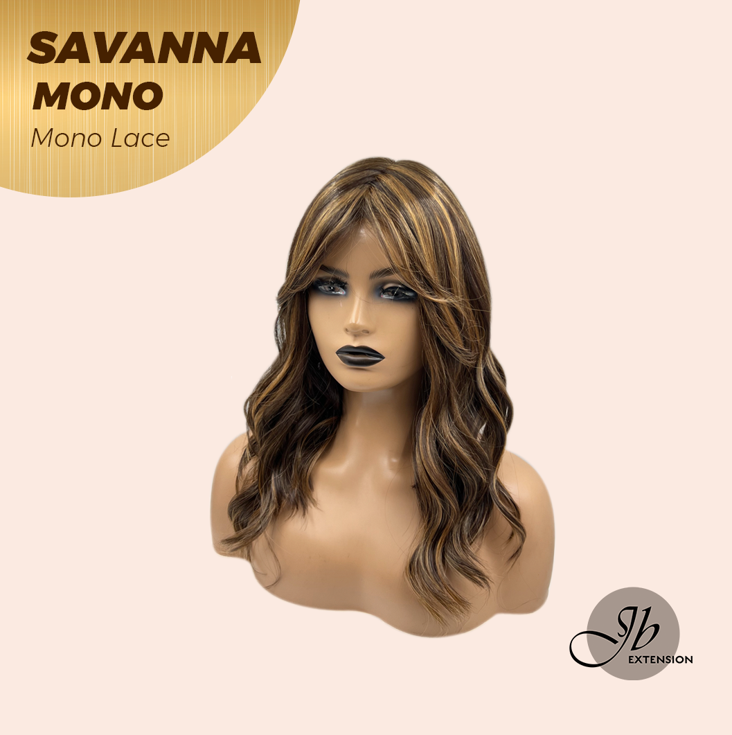 [PRE-ORDER] JBEXTENSION SAVANNA MONO Monofilament Handmade Wig 6X5 Full Monofilament Hand Tied Top Wig 16 Inches Brown With Highlight Wave Mono Lace Wig With Anti-slip Silicone Strips Glueless Wig SAVANNA MONO【BENDY EAR TABS】 Alexwigs