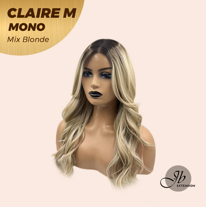 [PRE-ORDER] JBEXTENSION CLAIRE MONO MIX BLONDE Partial Monofilament Wig 22 Inches Mix Blonde Partial Mono Lace Glueless Wig CLAIRE MONO MIX BLONDE【BENDY EAR TABS】 Alexwigs