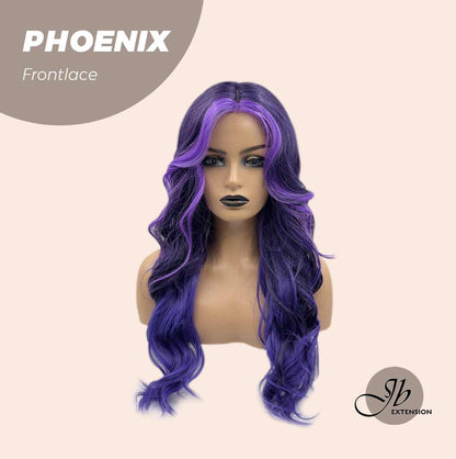 JBEXTENSION 24 Inches Mix Purple Body Wave Pre-Cut Frontlace Glueless Wig PHOENIX Alexwigs