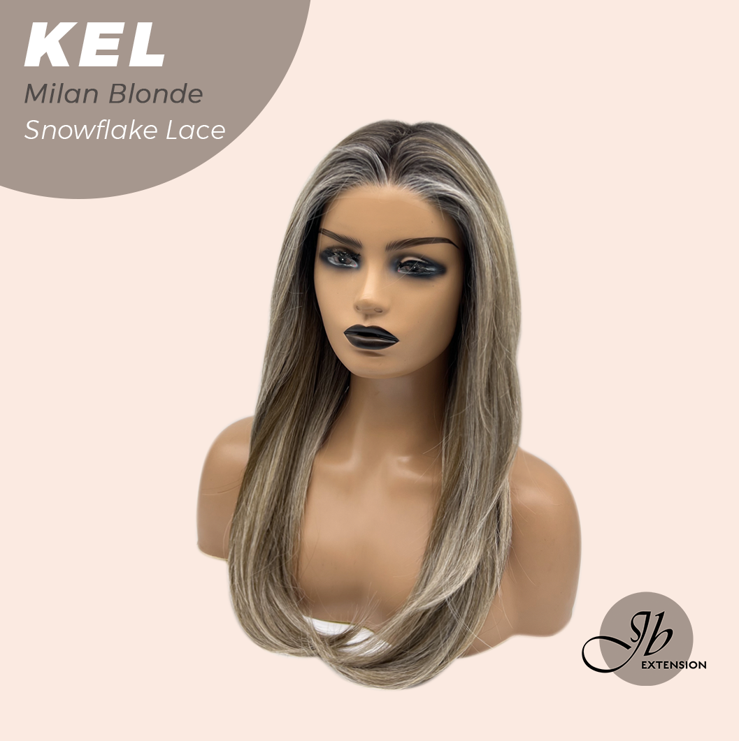 JBEXTENSION 22 Inches Milan Blonde Pre-Cut Snowflake Lace Frontlace Glueless Wig KEL MILAN BLONDE【PERMATEASE】【BENDY EAR TABS】- M/L Alexwigs