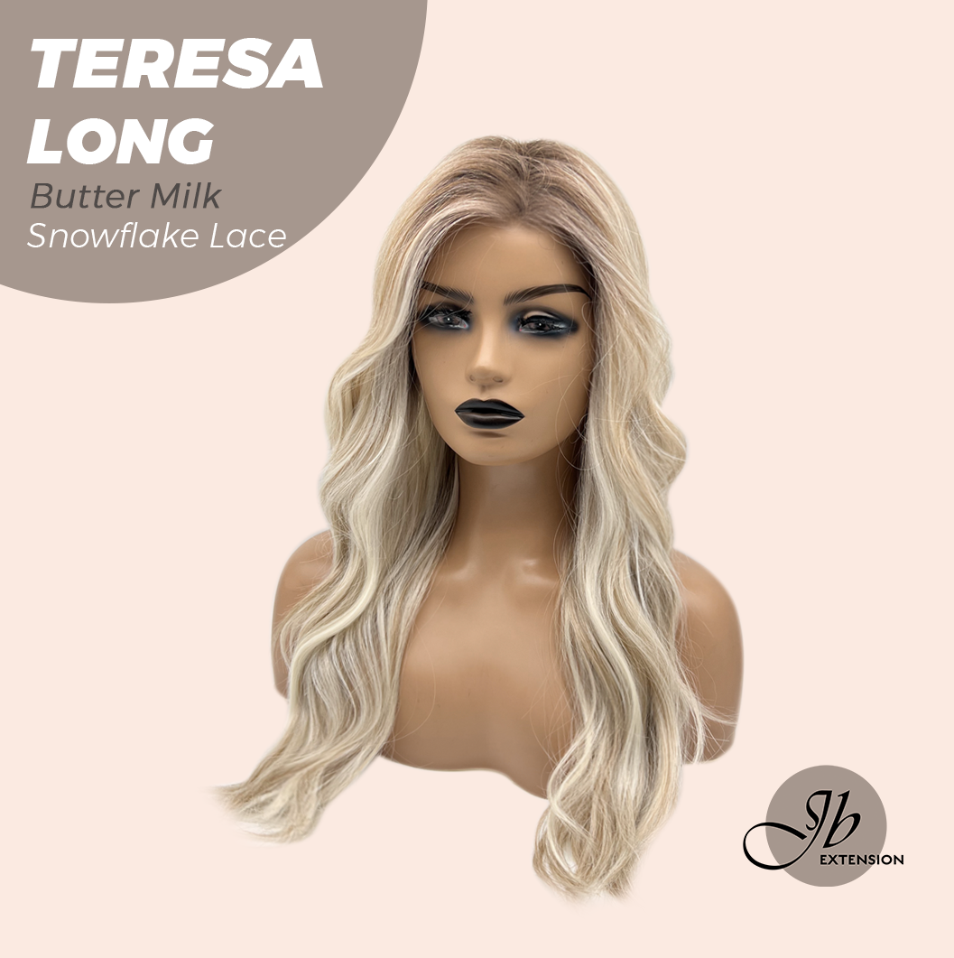 JBEXTENSION 22 Inches Long Butter Milk Pre-Cut Snowflake Lace Frontlace Glueless Wig TERESA LONG BUTTER MILK【PERMATEASE】【BENDY EAR TABS】 Alexwigs