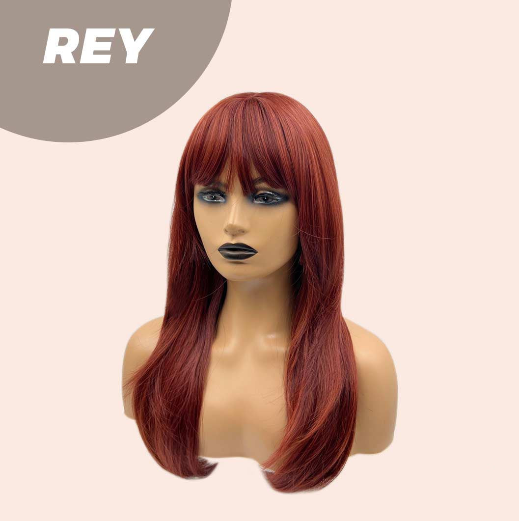 JBEXTENSION 22 Inches Wolf Cut Red Wig With Bangs REY Alexwigs