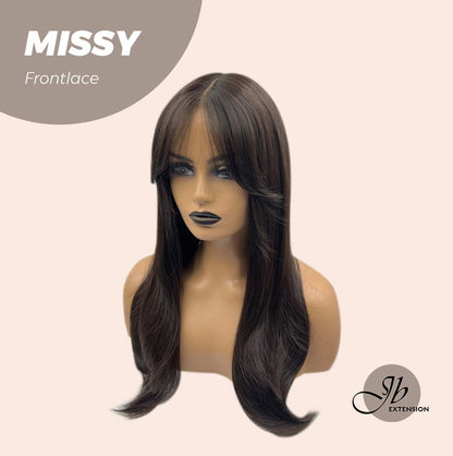 JBEXTENSION 24 Inches Curly Tea Black Darkest Brown Pre-Cut Frontlace Glueless Wig MISSY Alexwigs