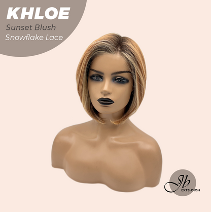 [PRE-ORDER] JBEXTENSION 12 Inches Bob Cut Sunset Blush Pre-Cut Snowflake Lace Frontlace Glueless Wig KHLOE SUNSET BLUSH【PERMATEASE】【BENDY EAR TABS】 Alexwigs