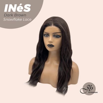 JBEXTENSION 22 Inches Dark Brown Pre-Cut Snowflake Lace Frontlace Glueless Wig INéS DARK BROWN【PERMATEASE】【BENDY EAR TABS】- M/L Alexwigs