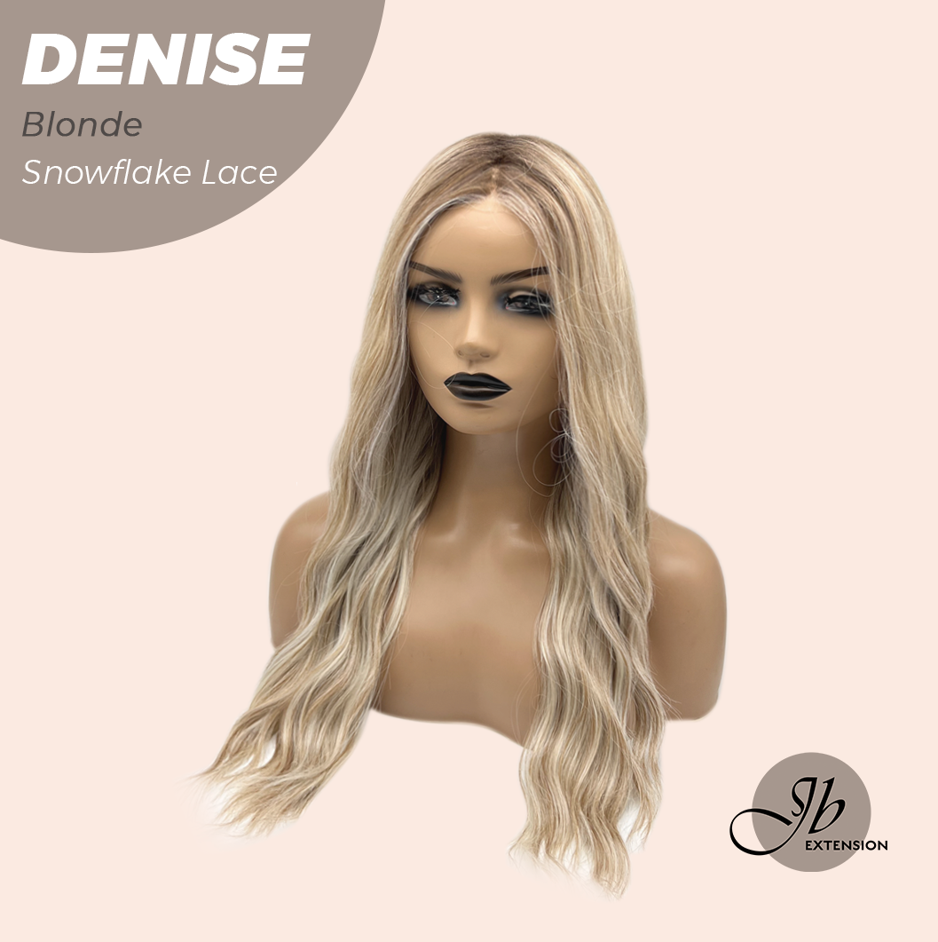 JBEXTENSION 24 Inches Blonde Wave Pre-Cut Snowflake Lace Frontlace Glueless Wig DENISE BLONDE【PERMATEASE】【BENDY EAR TABS】- M/L Alexwigs