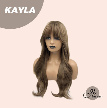 JBEXTENSION 24 Inches Light Brown Curly Wig With Bangs KAYLA Alexwigs