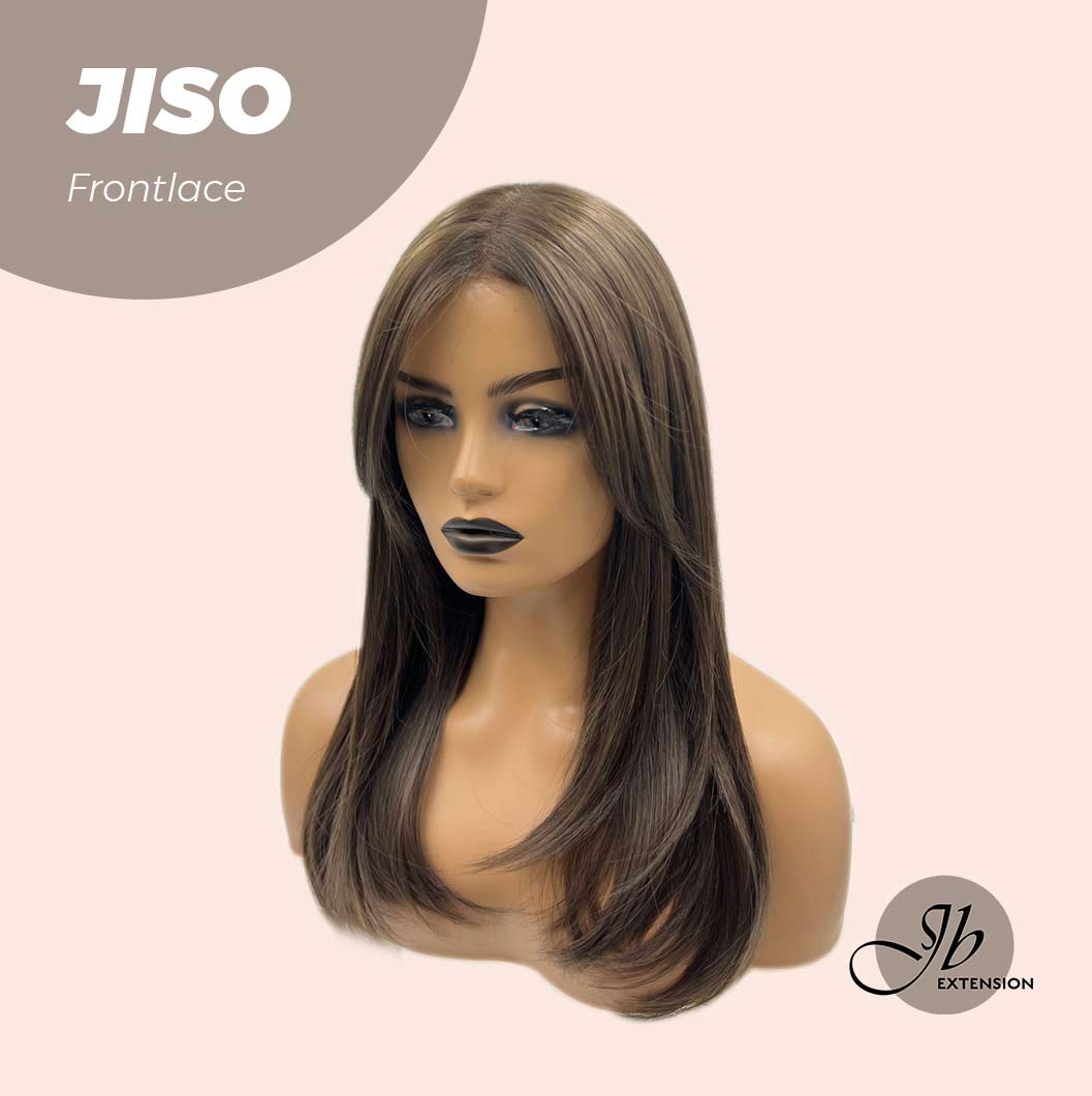 JBEXTENSION 20 Inches Nature Brown Pre-Cut Frontlace Glueless Wig With Bangs JISO Alexwigs